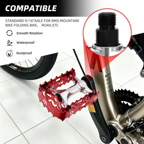 Miniatura 6 de Pedales MTB, pedales de bicicleta de montaña, rodamiento sellado 9/16, bicicleta duradera antideslizante de aluminio, pedales de plataforma