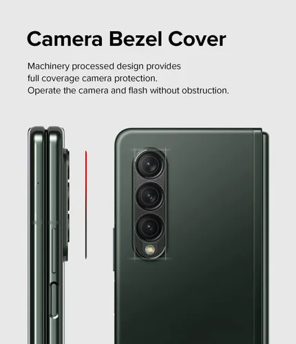 Miniatura 4 de Ringke Protector de lente de cámara compatible con Samsung Galaxy Z Fold 3, marco de aluminio, resistente cubierta protectora - negro