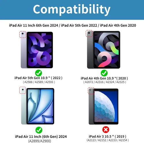 Miniatura 2 de kenke - Funda para iPad Air de 11 pulgadas M3/M2 (2025/2024), iPad Air de 5ª/4ª generación (2022/2020) de 10.9 pulgadas, funda delgada con soporte