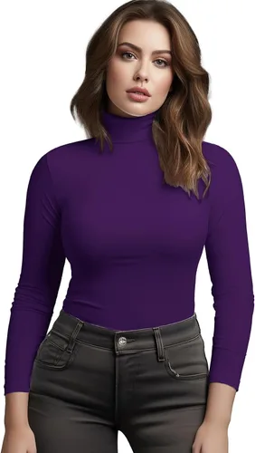 Miniatura 2 de Zengjo - Camiseta de manga larga con cuello de tortuga para mujer