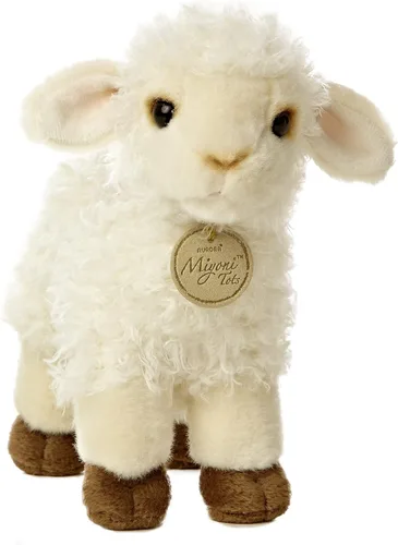 Muñeco de peluche de cordero bebé Aurora World Miyoni, 7 pulgadas Crema