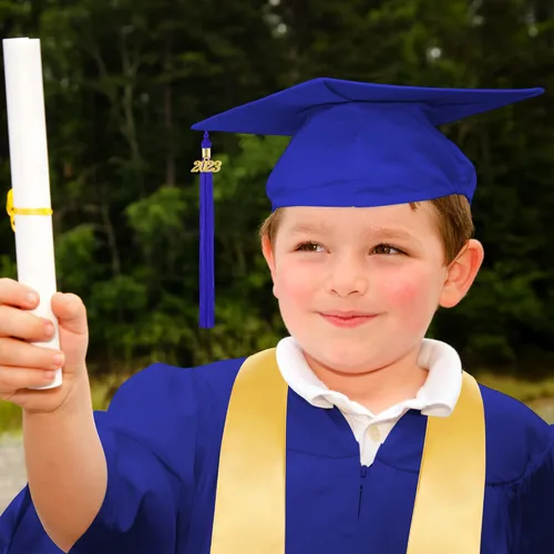 Miniatura 6 de Aneco Juego de gorro de graduación para jardín de infantes preescolar con borla 2023 y banda de graduación para tamaño infantil