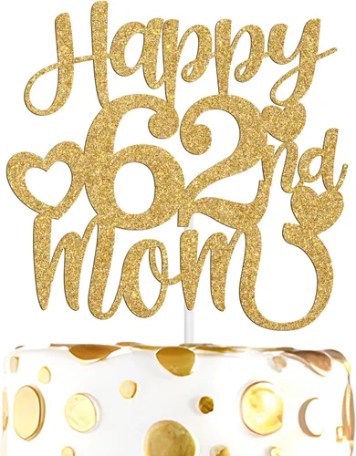 Miniatura 10 de Decoración para tartas con texto en inglés "Happy 50th Mom", feliz 50 cumpleaños para madre, saludos a 50 años, cumpleaños, aniversario, suministros
