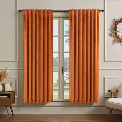 Miniatura 29 de Cortinas de terciopelo opacas para oscurecer la habitación de 63 pulgadas de largo para sala de estar, comedor, 2 paneles, privacidad pesada