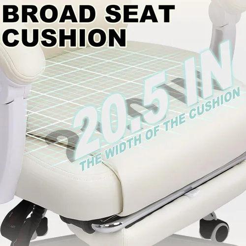 Miniatura 5 de Misolant Silla de oficina grande y alta con reposapiés, silla de escritorio de respaldo alto con reposabrazos de varillaje, sillas ejecutivas Blanco