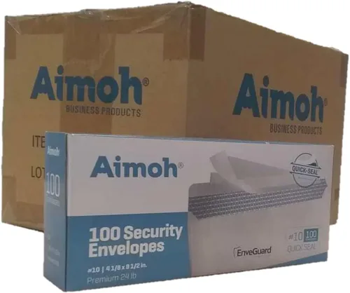 Miniatura 3 de Aimoh Sobres autoadhesivos tintados de seguridad #10 - Sin ventana - EnveGuard, tamaño 4-1/8 x 9-1/2 pulgadas - Blanco - 24 libras - 1 caja - 12