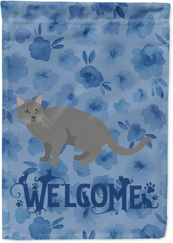 Miniatura 201 de Caroline's Treasures CK4813CHF - Bandera de bienvenida con gato abisinio azul, manga grande, para porche, para colgar en la pared, poliéster