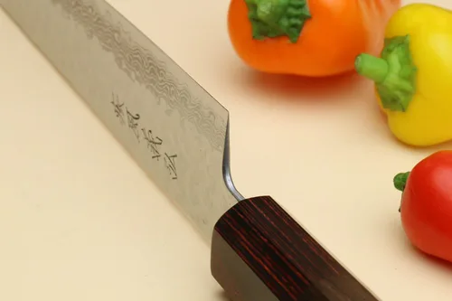 Miniatura 7 de Yoshihiro VG10 46 Capas Damasco Martillado Sujihiki Cuchillo Rebanador Japonés (9.5" (240mm) Mango de Palisandro)