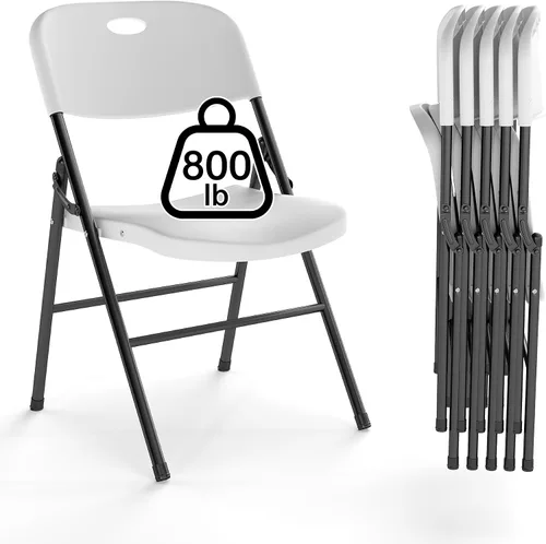 Miniatura 11 de Paquete de 10 Sillas Plegables, Límite de Peso de 800 libras, Silla Plegable de Plástico Resistente, Asiento Portátil para Eventos en Interiores