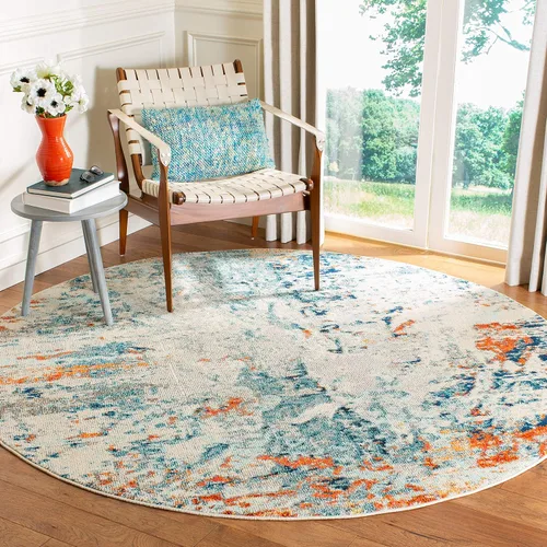 Miniatura 10 de SAFAVIEH Madison Collection - Alfombra decorativa de 2 pies 2 pulgadas x 4 pies, color crema y naranja, diseño abstracto moderno, no desprende