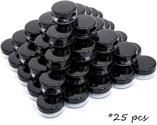 Miniatura 70 de Envases de muestra de 3 gramos con tapas, 75 paquetes de tarros de muestra diminutos con etiquetas, envases cosméticos de plástico mini para Tapa