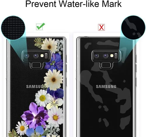 Miniatura 7 de Unov Funda compatible con Galaxy Note 9, transparente con diseño de TPU suave, absorción de golpes, delgada, diseño floral, cubierta trasera Flower