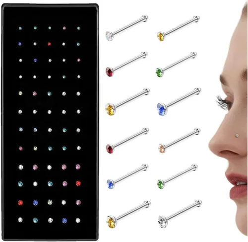 Miniatura 10 de Thunaraz Pernos Recto en Forma de L de Acero Inoxidable para la Nariz, Joyería para el Cuerpo, 20G-22G, 1.5mm, 2mm, 2.5mm