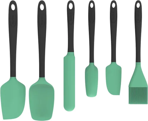 Miniatura 8 de Juego de espátulas de silicona, 6 utensilios de cocina de grado alimenticio con cepillo de silicona, resistentes al calor, aptos para lavavajillas
