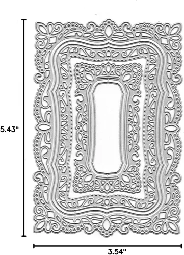 Miniatura 9 de 5 piezas de encaje con marco de flores de metal, plantillas rectangulares de corte de borde de hoja de encaje para álbumes de recortes, álbumes