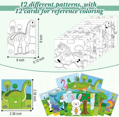 Miniatura 2 de Sherr 12 lienzos predibujados para pintar animales, lienzos preimpresos para pintar para principiantes, estudiantes, suministros de pintura