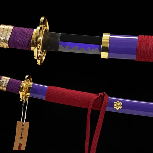 Miniatura 5 de Espada Púrpura Enma Zoro, espada Katana de acero rico en carbono 1095 de 41" de longitud, espadas Samurai de espiga completa, colección de armas