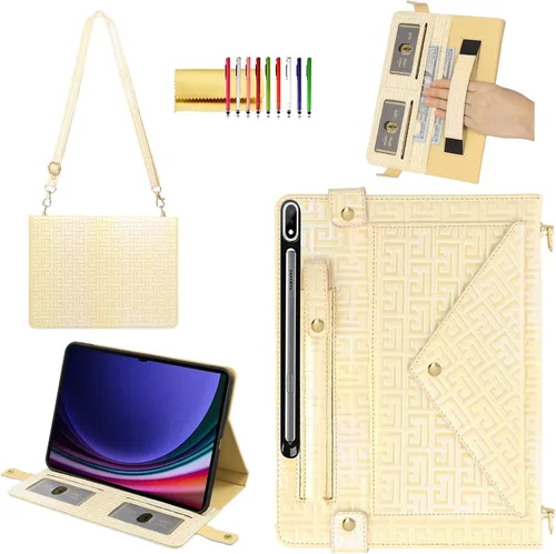 Miniatura 25 de Bolso Funda para Samsung Galaxy Tab S10 FE/S9 FE 10.9"/S9/S8/S7 11", Techcircle Folio con Soporte Cruzado, Billetera con Ranura para Lápiz S Pen