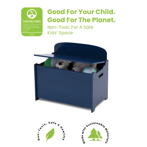 Miniatura 7 de Delta Children Juego de mesa y silla para niños (4 sillas incluidas), gris/azul y caja de juguetes de lujo MySize, certificado Greenguard Gold, azul