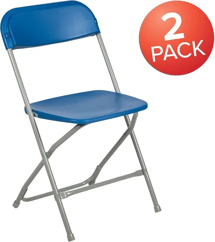 Miniatura 4 de Flash Furniture Silla plegable de plástico de la serie Hercules™, color azul, paquete de 2 unidades, capacidad de peso de 650 libras, cómoda silla
