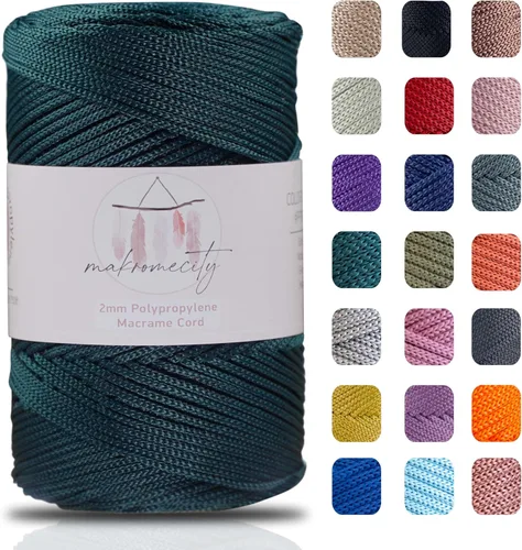 Miniatura 41 de Makromecity, 2 carretes de cordón de macramé de poliéster de 2 mm x 250 yardas (750 pies) de 2 mm de cordón de polipropileno para macramé, ideal