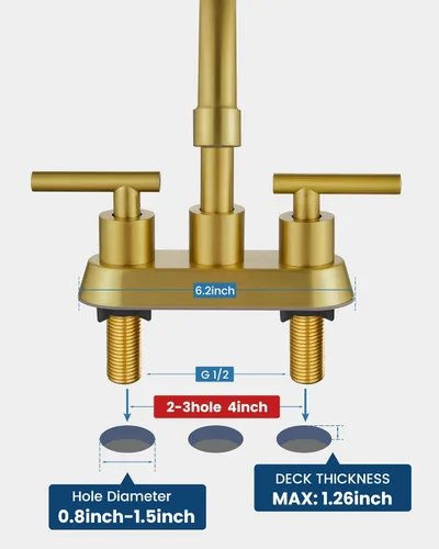 Miniatura 4 de Airuida Grifo de Lavabo de Baño Centerset de 4 Pulgadas – Grifo de Tocador de Acero Inoxidable de 2 Manijas con Desagüe Pop Up, Líneas de Suministro