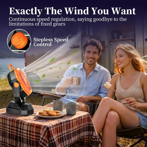 Miniatura 4 de AJVV Ventilador de camping con luz, control remoto y oscilación, ventilador colgante de tienda de campaña a batería, recargable portátil para Naranja