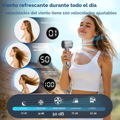 Miniatura 3 de Ventilador turbo portátil de mano para exteriores, mini ventilador de bolsillo personal de mano de 5000 mAh para un potente flujo de aire de viento