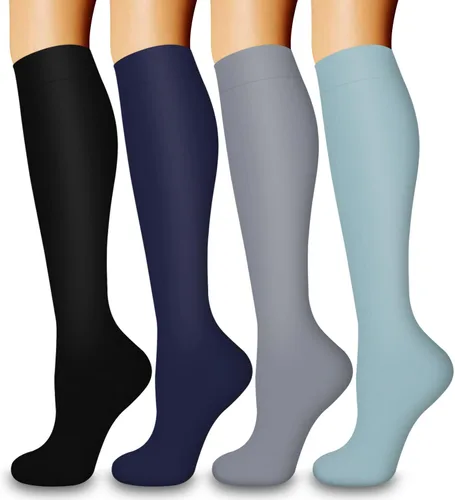 Miniatura 11 de COOLOVER 4 Pairs Compression Socks for Women & Men Circulation 15-20mmHg -Best Support for Nursing, Athletic, Cycling, Flight