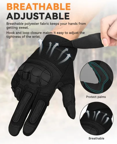 Miniatura 5 de KUMGIM Tactical Gloves for Men Women, Motorcycle Gloves Touchscreen Airsoft Hunting Shooting Glove Black Tan for Outdoor Paintball Work Motorcycle