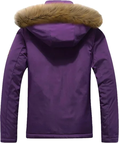 Miniatura 2 de MOERDENG Chaqueta de esquí impermeable para mujer, abrigo de nieve con capucha para invierno, chaqueta de esquí resistente al viento para mujer