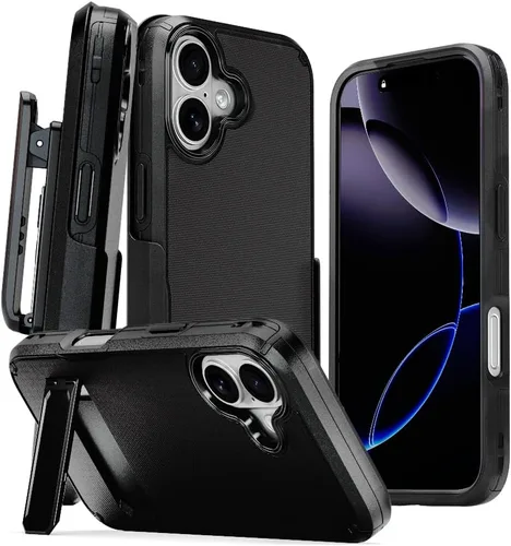 Miniatura 19 de MOTIVE Funda para iPhone 15 con clip para cinturón, magnética compatible con MagSafe, combo de funda de carcasa a prueba de golpes, funda para Negro
