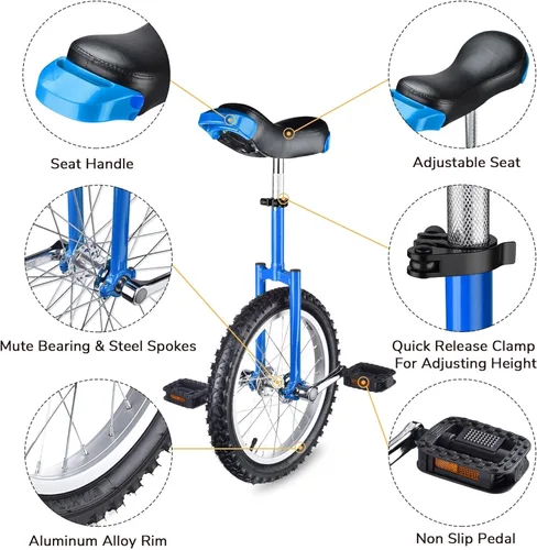 Miniatura 2 de AW Rueda de 16/18/20/24 pulgadas, asiento ajustable para exteriores, para adultos, niños, deportes al aire libre, ejercicio de fitness, para elegir