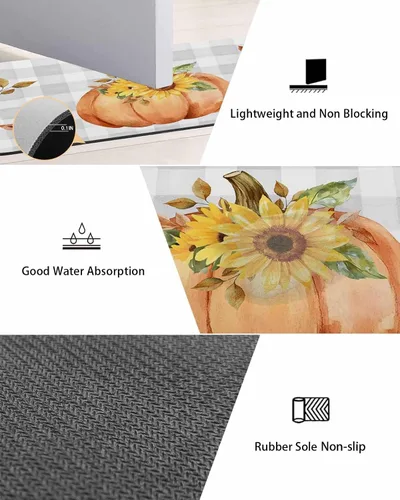 Miniatura 3 de Tapete de baño de calabaza para bañera, antideslizante, de secado rápido y absorbente, tierra de diatomeas, fregadero, dormitorio, cocina, lavable