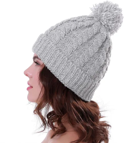 Miniatura 7 de Gorro de invierno para mujer con forro polar cálido, tejido grueso, para esquiar