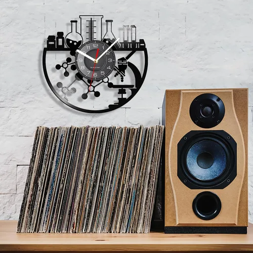 Miniatura 6 de Reloj de pared químico de 12 pulgadas, reloj de pared silencioso de cuarzo sin tictac, funciona con pilas, moderno, decorativo, química, analógico
