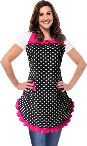 Miniatura 10 de Violet Mist Lindos delantales negros para mujeres con bolsillos, delantales vintage retro elegantes para niñas con lazo, vestido sexy de los años