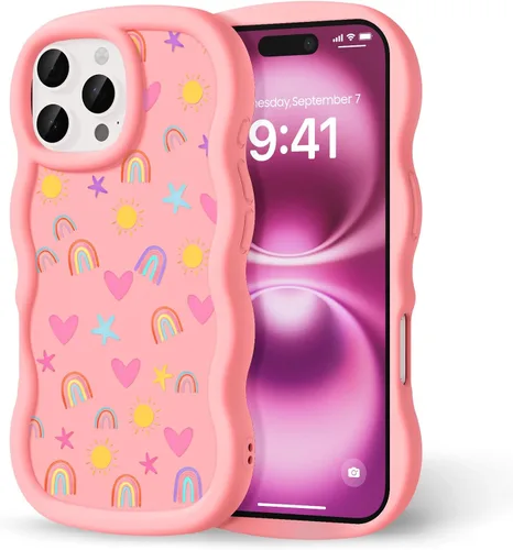 Miniatura 162 de Compatible con iPhone SE/8/7 Funda para Mujeres y Niñas, Marco Ondulado Rizado con Patrón Lindo, Estética Delgada Suave Silicona TPU Parachoques