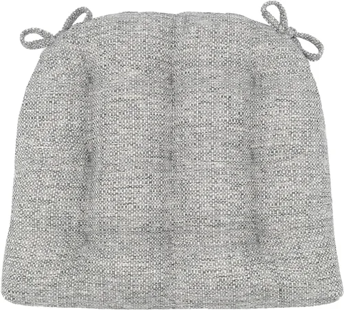 Barnett Home Decor Cojines para silla de comedor Brisbane plateado gris con lazos - Tamaño mediano 16.5 x 18 Almohadilla para silla - Relleno de