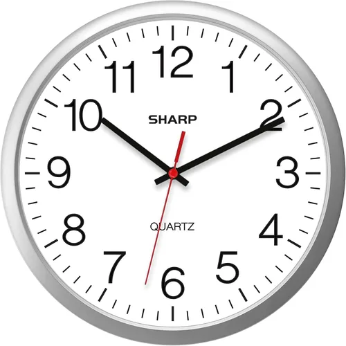 Miniatura 9 de Sharp Reloj de pared – Negro, silencioso, sin tictac, cuarzo de calidad de 14 pulgadas, funciona con pilas, redondo, fácil de leer, hogar, cocina
