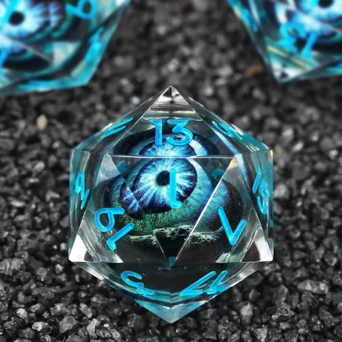 Miniatura 20 de FONVGOGO Dados Ojo de Dragón para Mazmorras y Dragones, Juego de Dados de Resina de Borde Afilado con Núcleo Líquido D&D Dados Poliédricos del Ojo