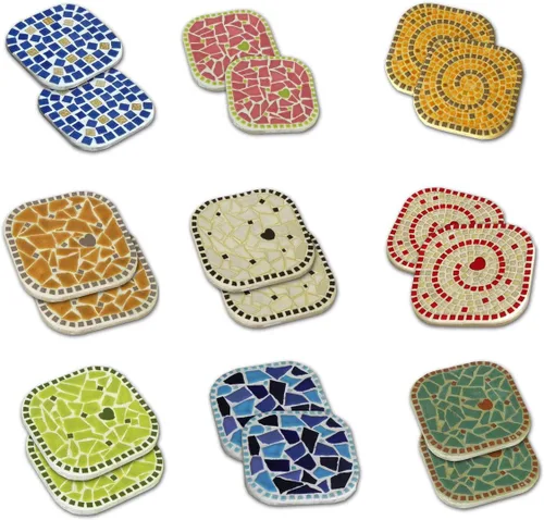Miniatura 2 de Kit de manualidades de posavasos de mosaico, da vida a tu creatividad 2 piezas Rainbow Mix 3.9 in