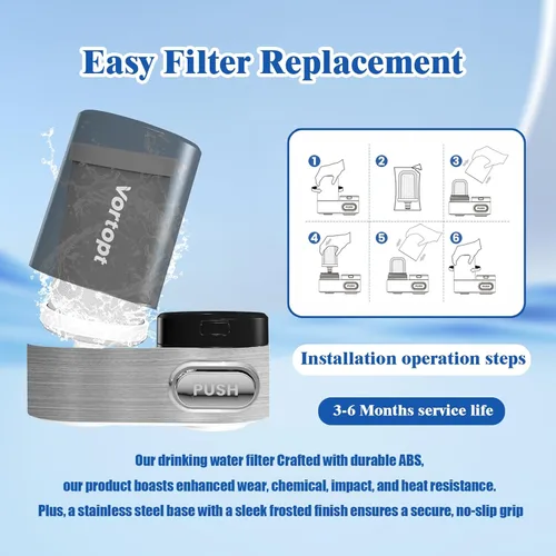 Miniatura 8 de Vortopt Filtro de grifo, certificado NSF, sistema de purificación de agua de alta eficiencia de 400 galones, eliminación rápida del 99% de cloro