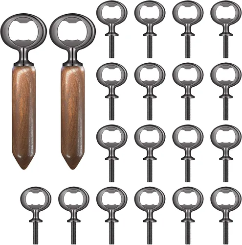 Miniatura 8 de Kit de abridor de botellas de metal, 10 piezas de insertos de acero inoxidable, accesorios para abridor de cerveza DIY, insertos negros planos
