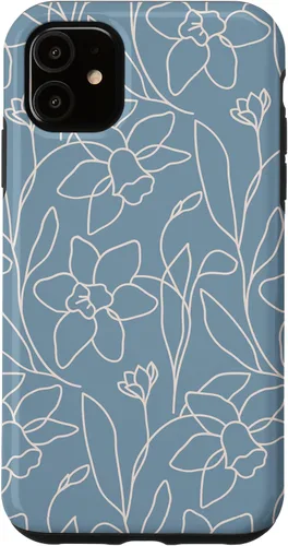 Miniatura 8 de Poppy Flower Line Art Modern Leaves Boho Light Blue Case for iPhone 17