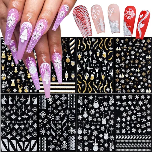 Miniatura 12 de 8 hojas de calcomanías de arte de uñas para el día de San Valentín, autoadhesivas, 3D, color plateado, rosa, rojo, labios, letras de corazón, diseño