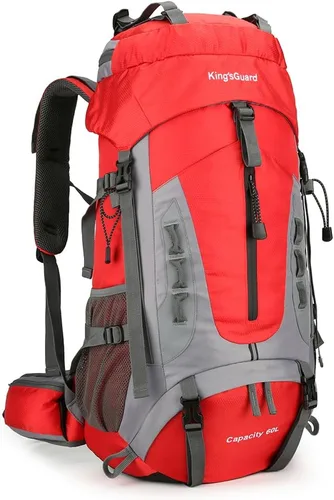 King'sGuard Mochila de senderismo de 60 L para hombres y mujeres, mochila ligera para acampar y senderismo con cubierta para la lluvia, mochila de