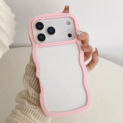 Miniatura 46 de QLTYPRI Funda compatible con iPhone 7/8/SE, bonita funda transparente con marco ondulado rizado para niñas y mujeres, funda protectora de TPU