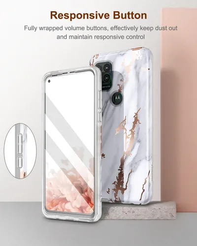 Miniatura 4 de SURITCH Funda para Moto G Stylus 5G (mármol), protector de pantalla integrado, a prueba de golpes, con purpurina