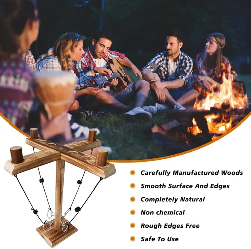 Miniatura 2 de Juego de batalla de lanzamiento de ganchos y anillos para 4 jugadores, ganchos de madera hechos a mano para adultos, juego interactivo de fiesta